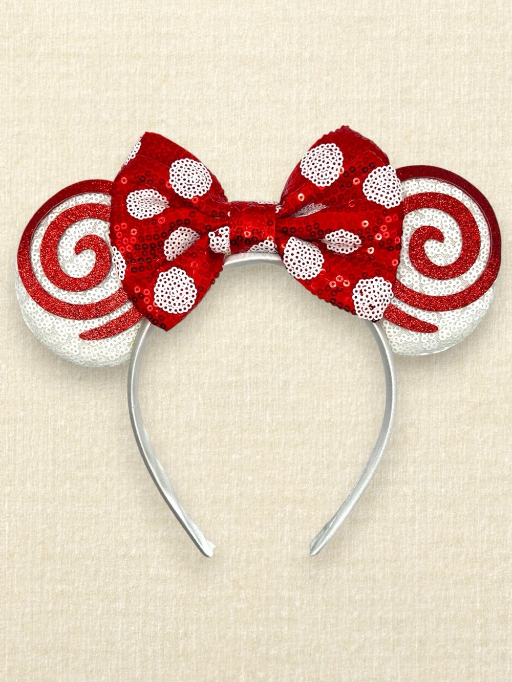 Peppermint Swirl Minnie Ears | Disney-Inspired Christmas Mouse Ears